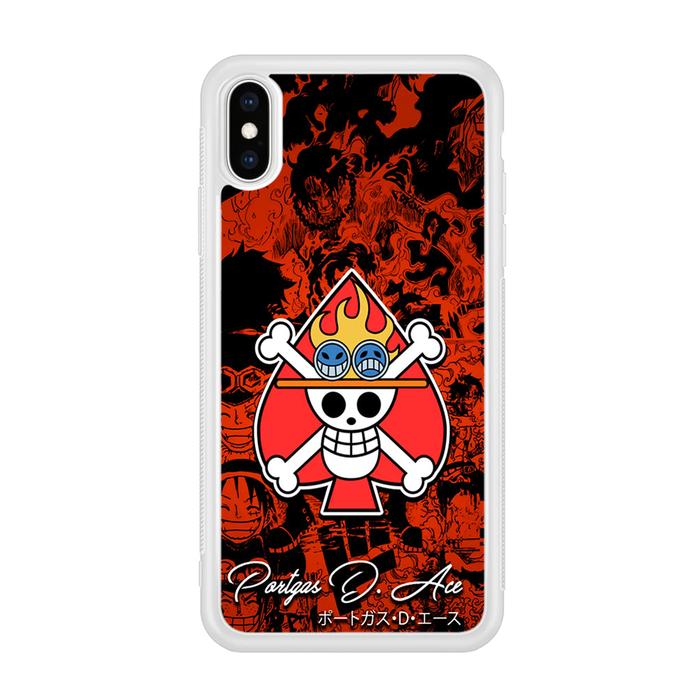 One Piece Ace Logo Comic iPhone Xs Case-Phone Case-Rubber White (2D Case)-Altracase