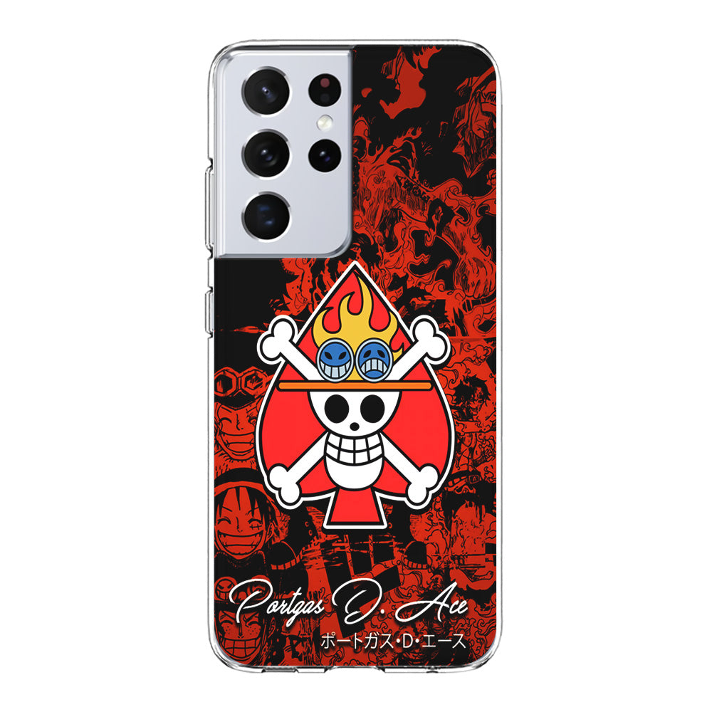 One Piece Ace Logo Comic Samsung Galaxy S21 Ultra Case-Phone Case-Clear Soft Case-Altracase
