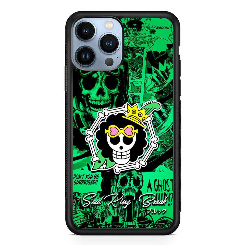 One Piece Brook Logo Comic iPhone 15 Pro Case-Phone Case-Rubber Black (2D Case)-Altracase