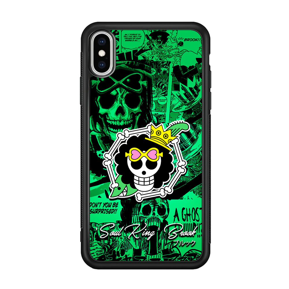 One Piece Brook Logo Comic iPhone Xs Case-Phone Case-Rubber Black (2D Case)-Altracase