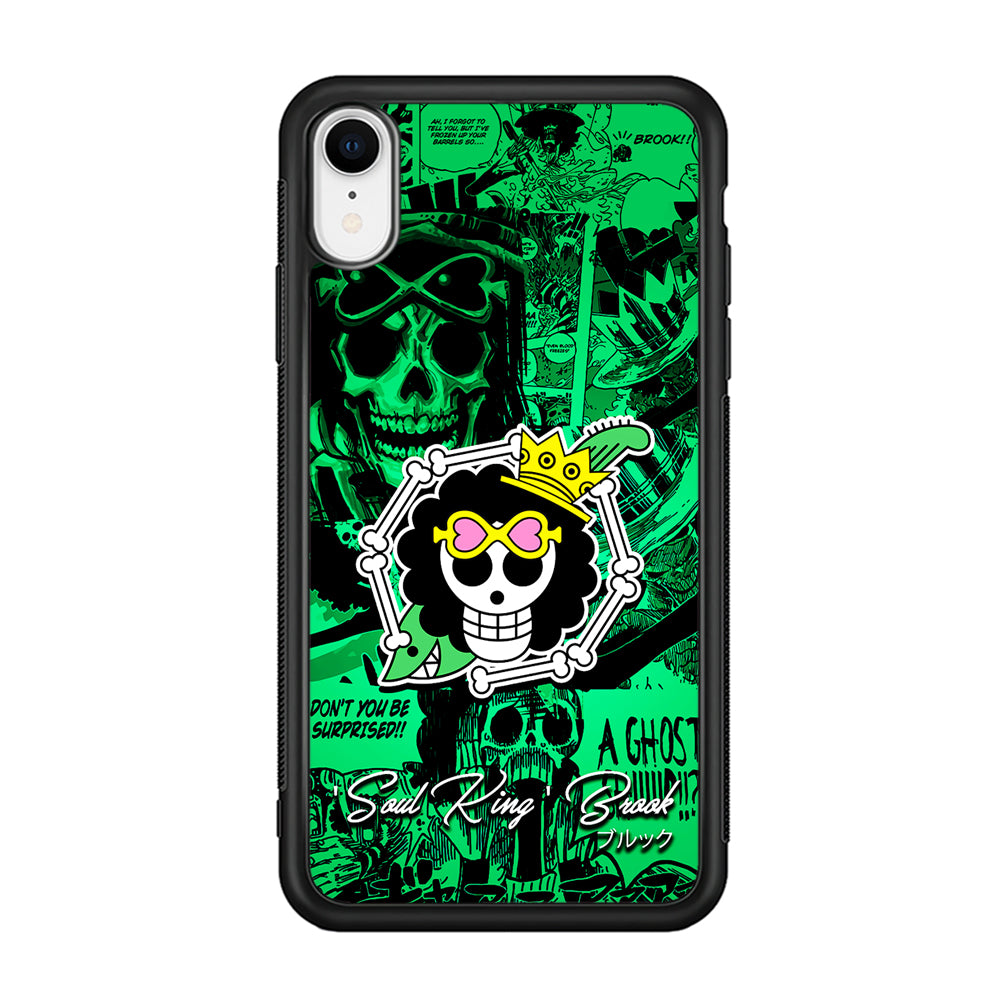 One Piece Brook Logo Comic iPhone XR Case-Phone Case-Rubber Black (2D Case)-Altracase