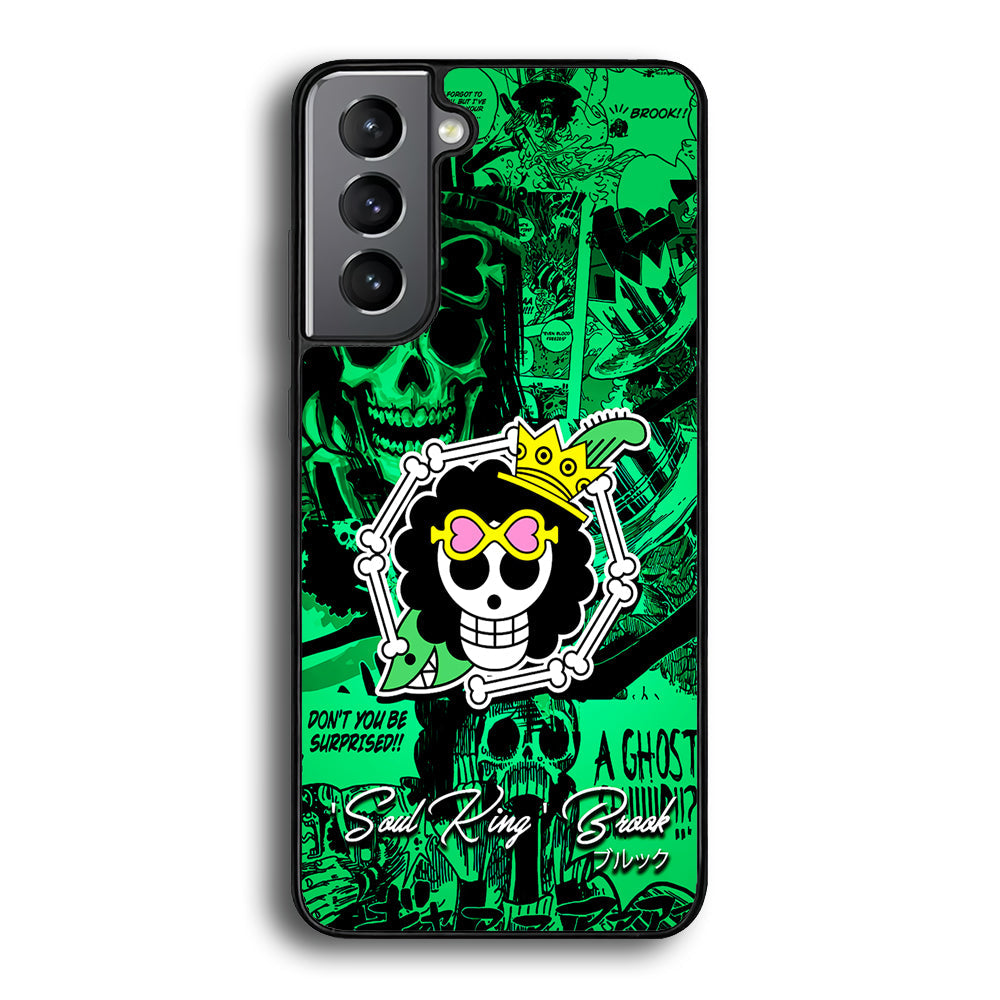 One Piece Brook Logo Comic Samsung Galaxy S25 Case-Phone Case-Rubber Black (2D Case)-Altracase