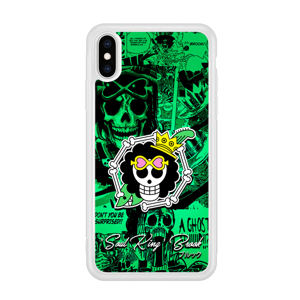 One Piece Brook Logo Comic iPhone Xs Case-Phone Case-Rubber White (2D Case)-Altracase