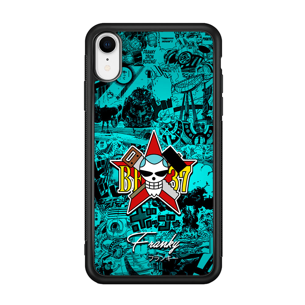 One Piece Franky Logo Comic iPhone XR Case-Phone Case-Rubber Black (2D Case)-Altracase
