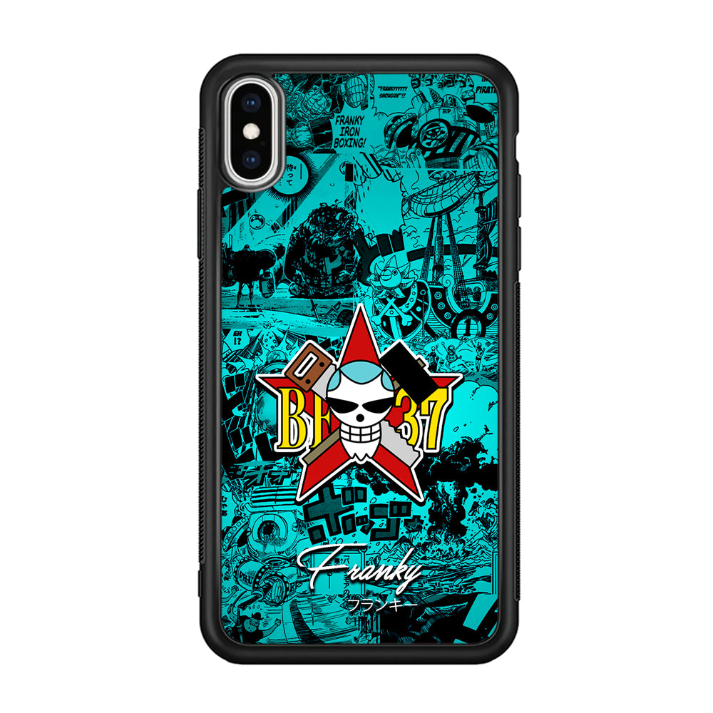 One Piece Franky Logo Comic iPhone Xs Case-Phone Case-Rubber Black (2D Case)-Altracase