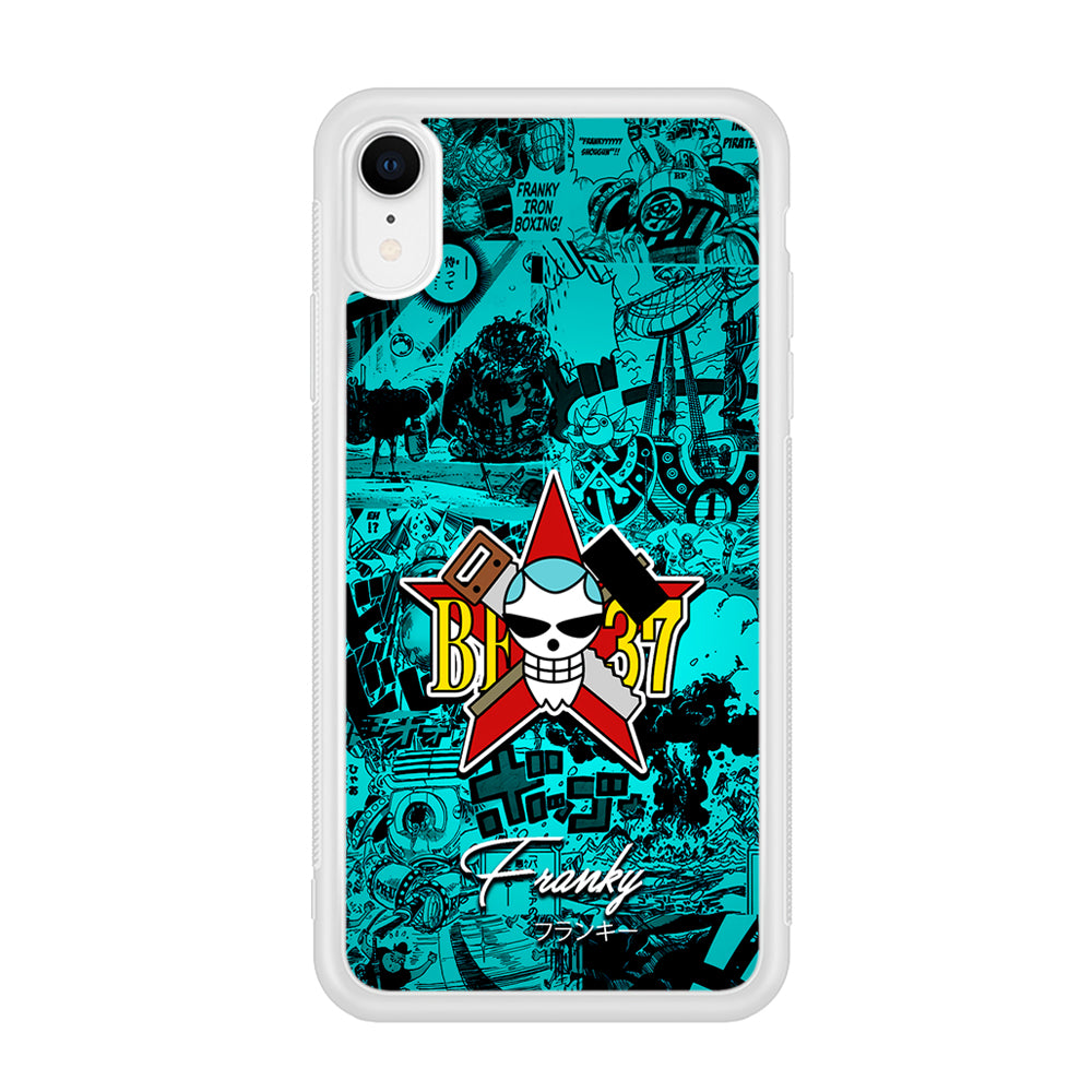 One Piece Franky Logo Comic iPhone XR Case-Phone Case-Rubber White (2D Case)-Altracase