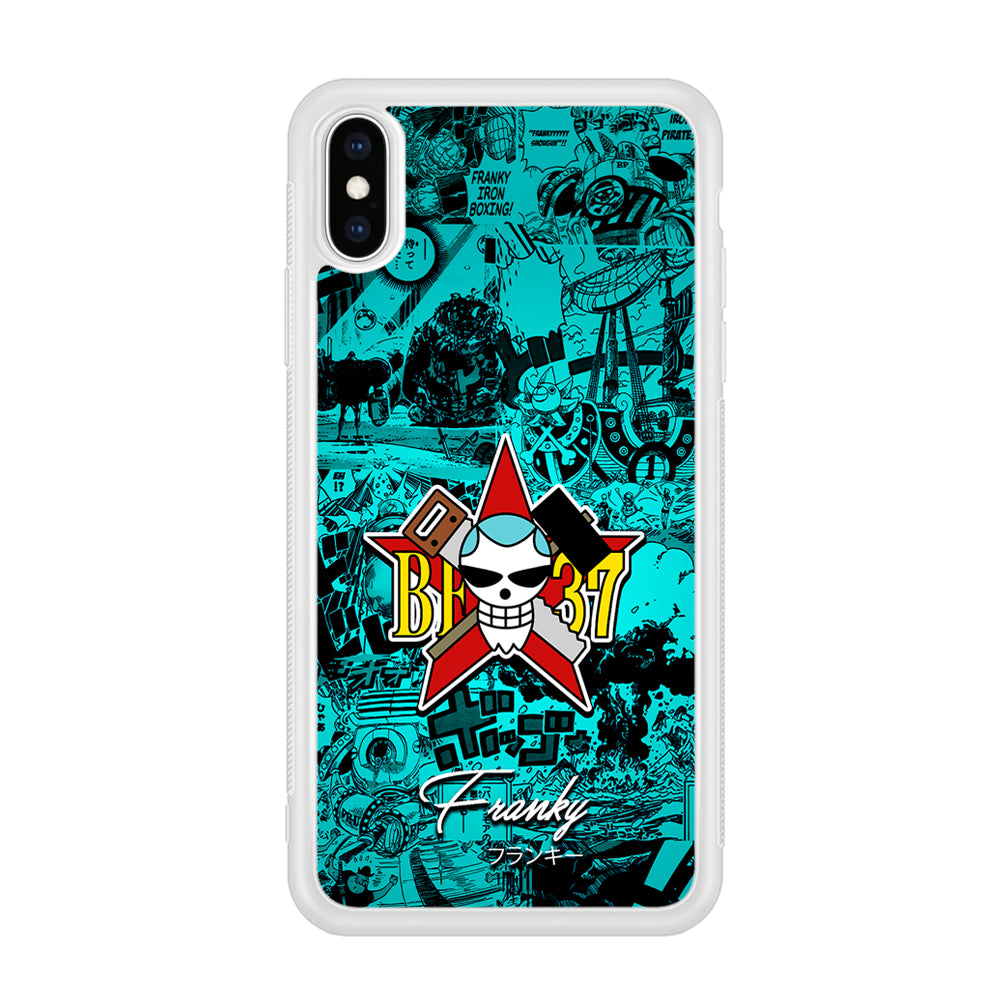 One Piece Franky Logo Comic iPhone Xs Case-Phone Case-Rubber White (2D Case)-Altracase