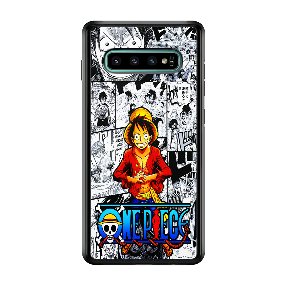 One Piece Luffy Comic Samsung Galaxy S10 Case-Phone Case-Rubber Black (2D Case)-Altracase
