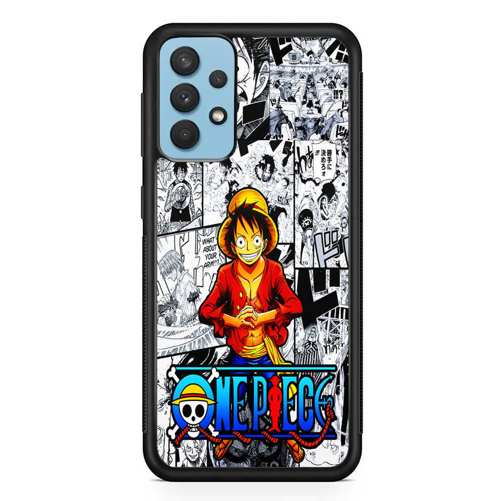 One Piece Luffy Comic Samsung Galaxy A32 Case-Phone Case-Rubber Black (2D Case)-Altracase