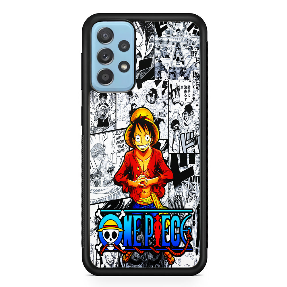 One Piece Luffy Comic Samsung Galaxy A52 Case-Phone Case-Rubber Black (2D Case)-Altracase