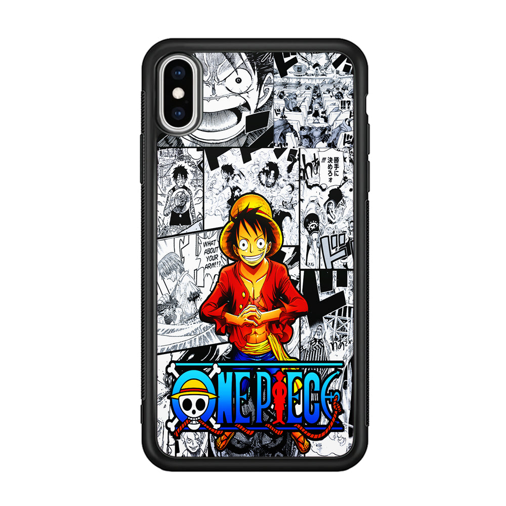 One Piece Luffy Comic iPhone Xs Case-Phone Case-Rubber Black (2D Case)-Altracase