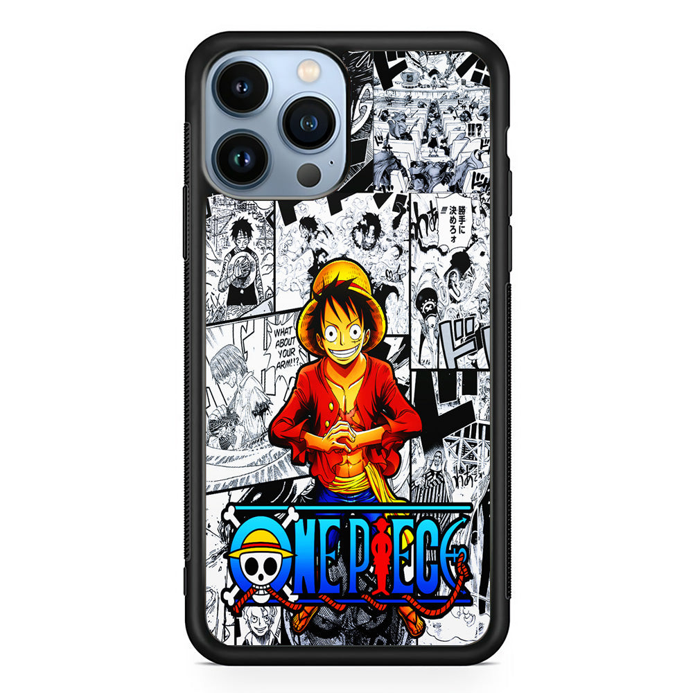 One Piece Luffy Comic iPhone 15 Pro Max Case-Phone Case-Rubber Black (2D Case)-Altracase