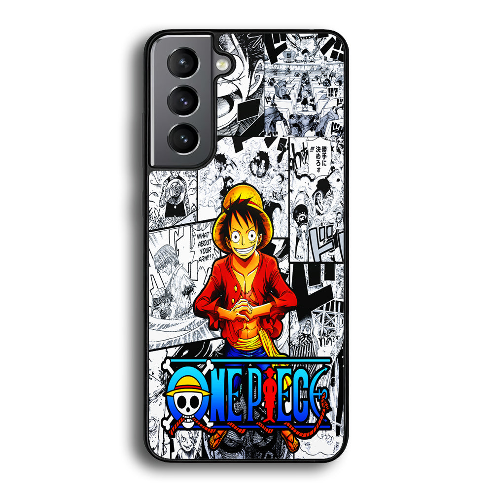 One Piece Luffy Comic Samsung Galaxy S21 Case-Phone Case-Rubber Black (2D Case)-Altracase