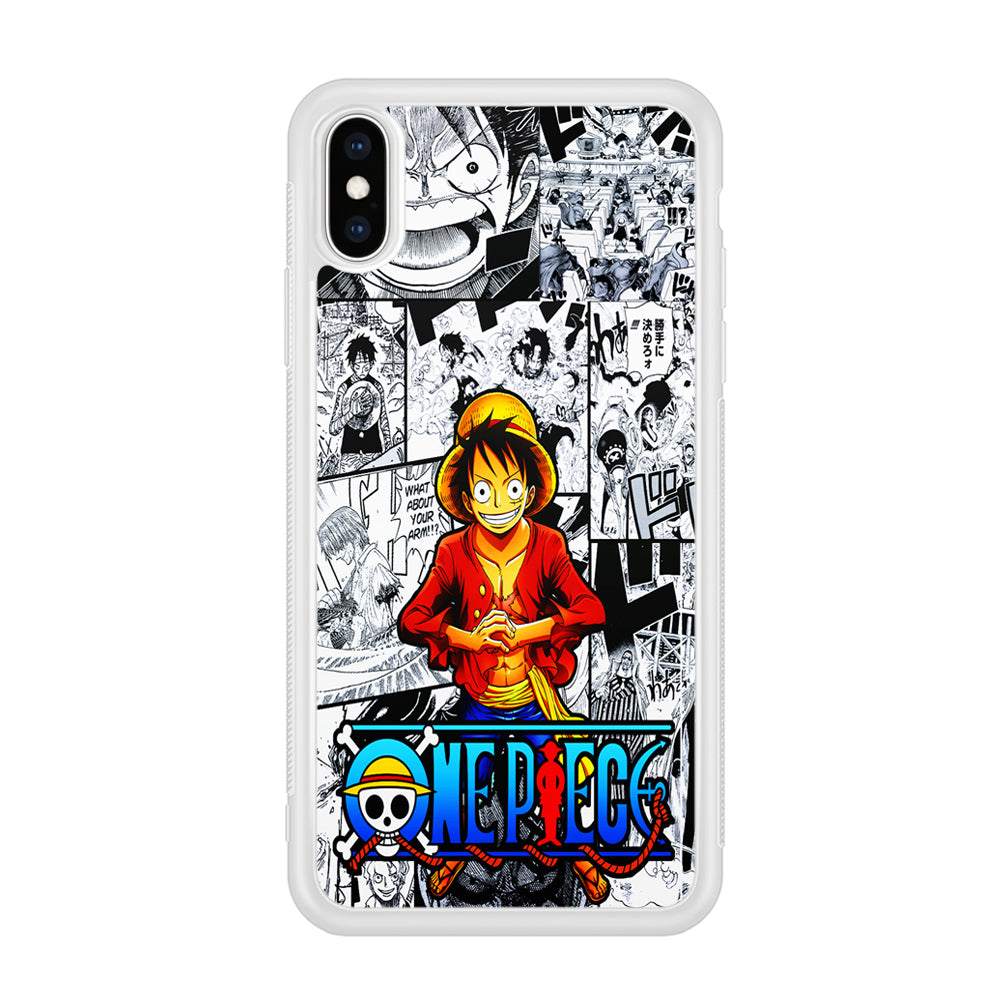 One Piece Luffy Comic iPhone Xs Case-Phone Case-Rubber White (2D Case)-Altracase
