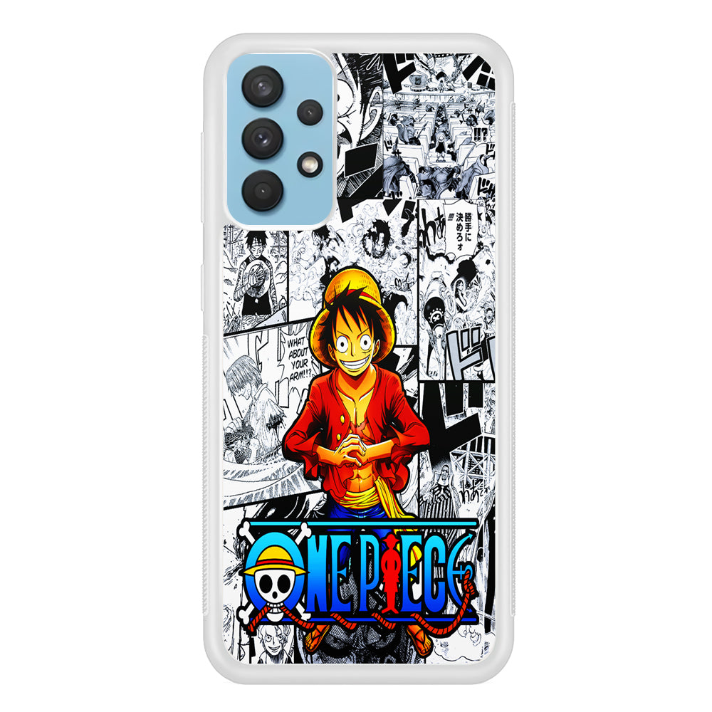 One Piece Luffy Comic Samsung Galaxy A32 Case-Phone Case-Rubber White (2D Case)-Altracase