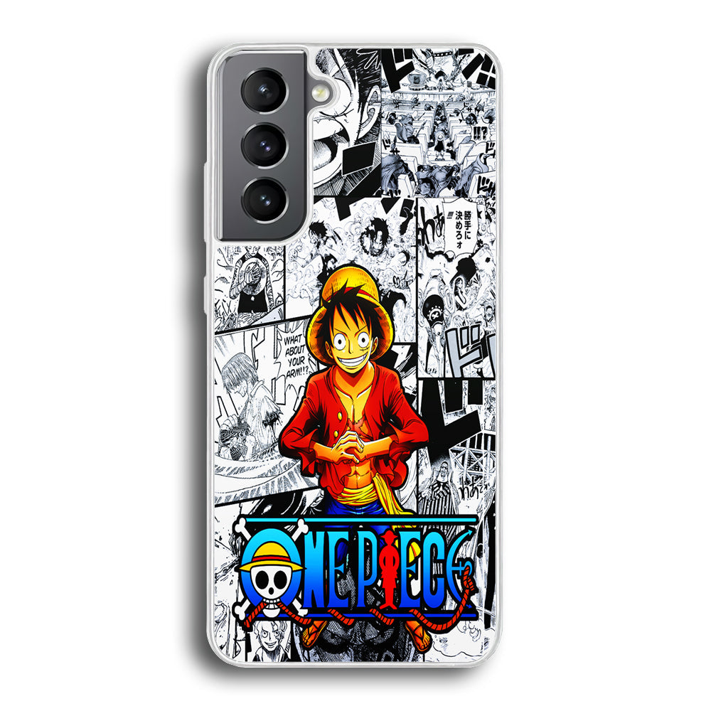 One Piece Luffy Comic Samsung Galaxy S24 Plus Case-Phone Case-Rubber White (2D Case)-Altracase