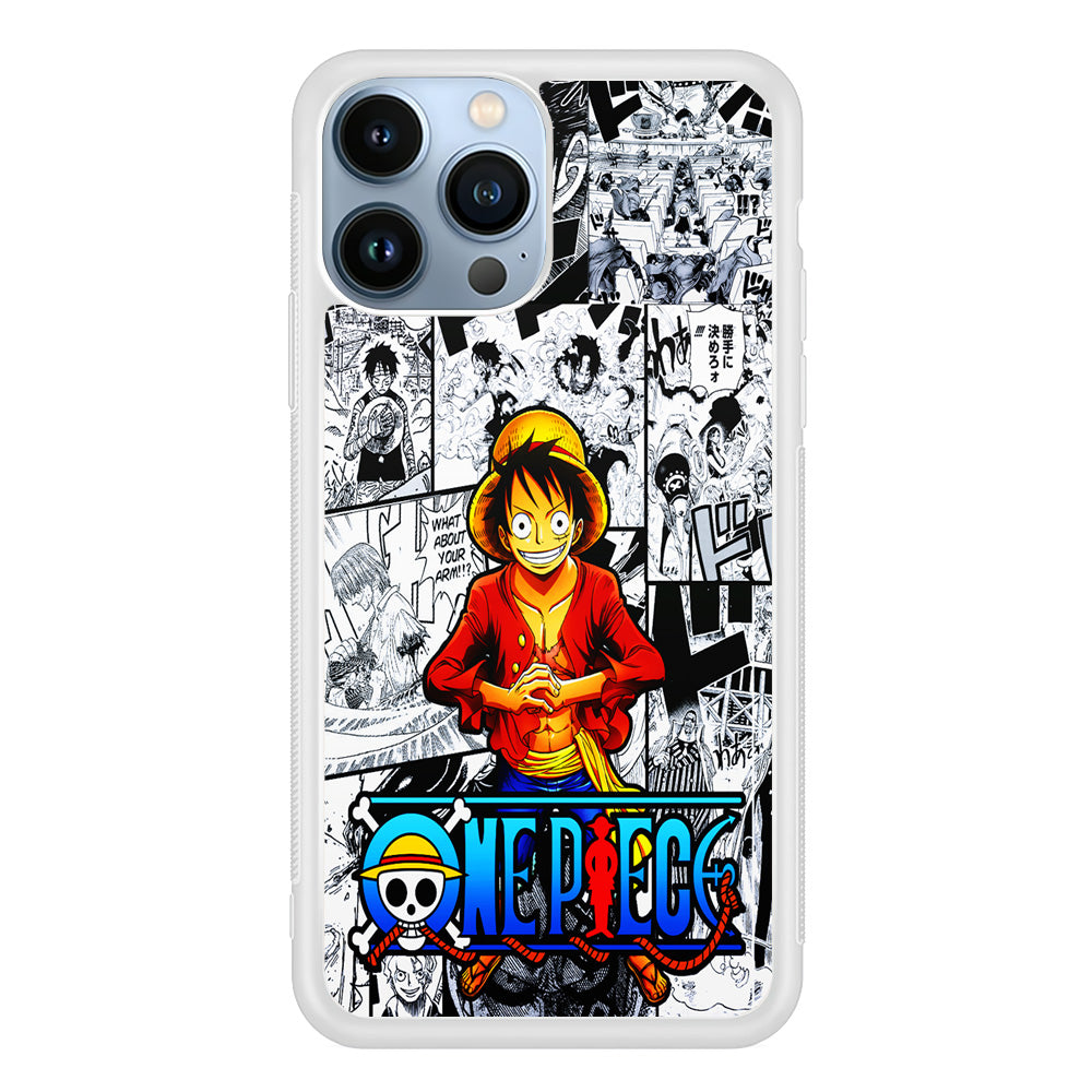 One Piece Luffy Comic iPhone 15 Pro Max Case-Phone Case-Rubber White (2D Case)-Altracase