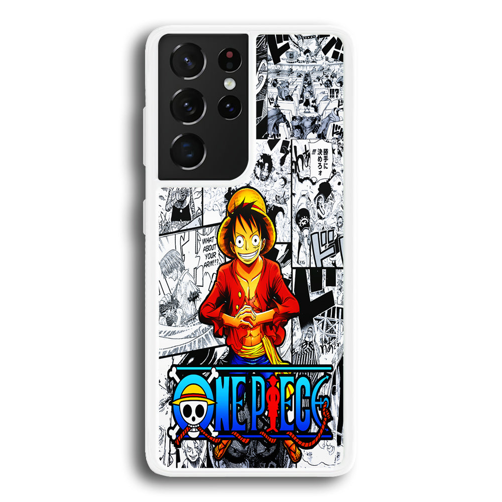 One Piece Luffy Comic Samsung Galaxy S21 Ultra Case-Phone Case-Rubber White (2D Case)-Altracase