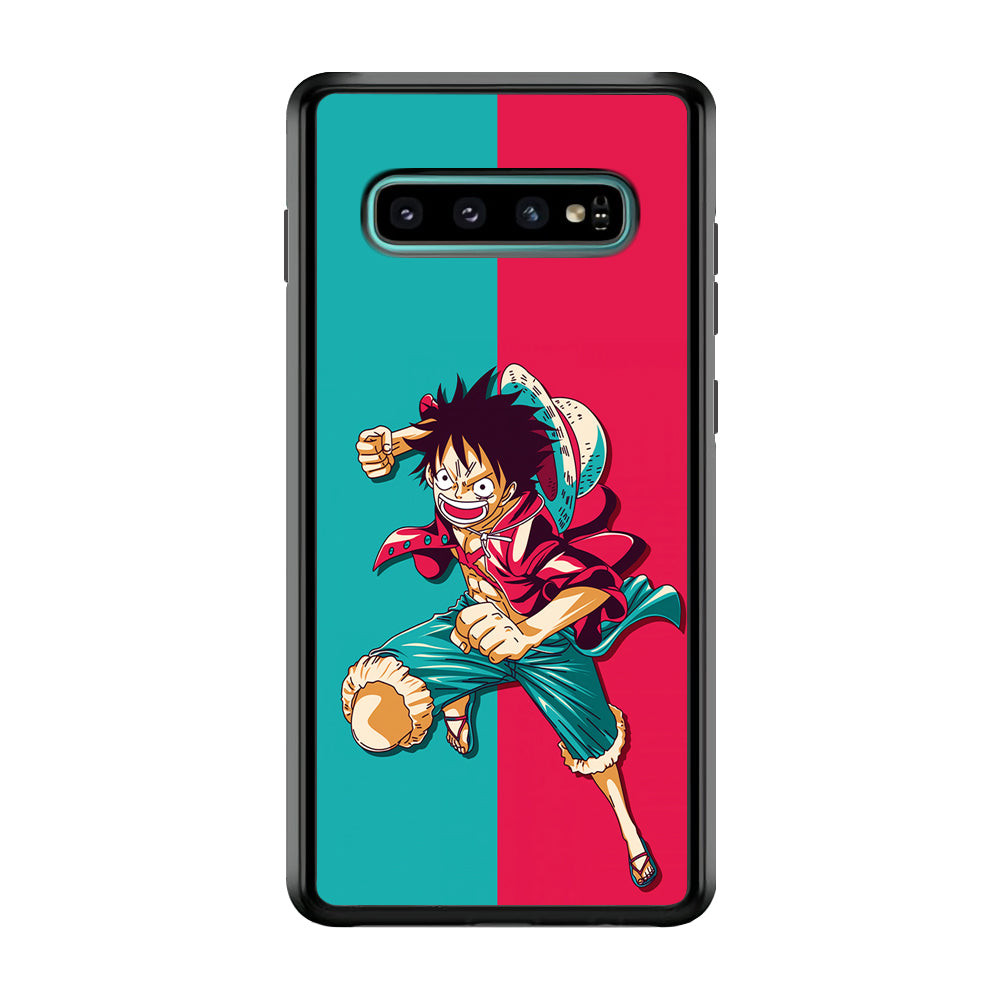One Piece Luffy Red Blue Samsung Galaxy S10 Case-Phone Case-Rubber Black (2D Case)-Altracase