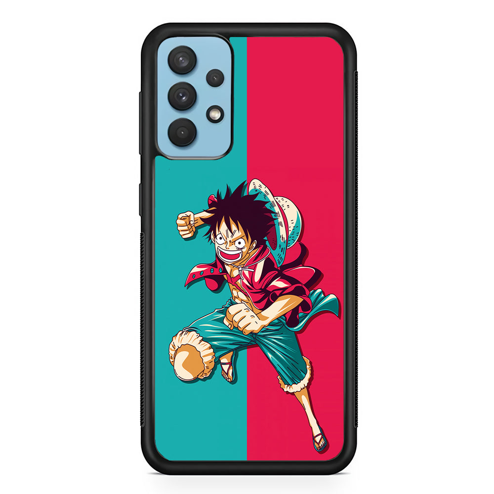 One Piece Luffy Red Blue Samsung Galaxy A32 Case-Phone Case-Rubber Black (2D Case)-Altracase