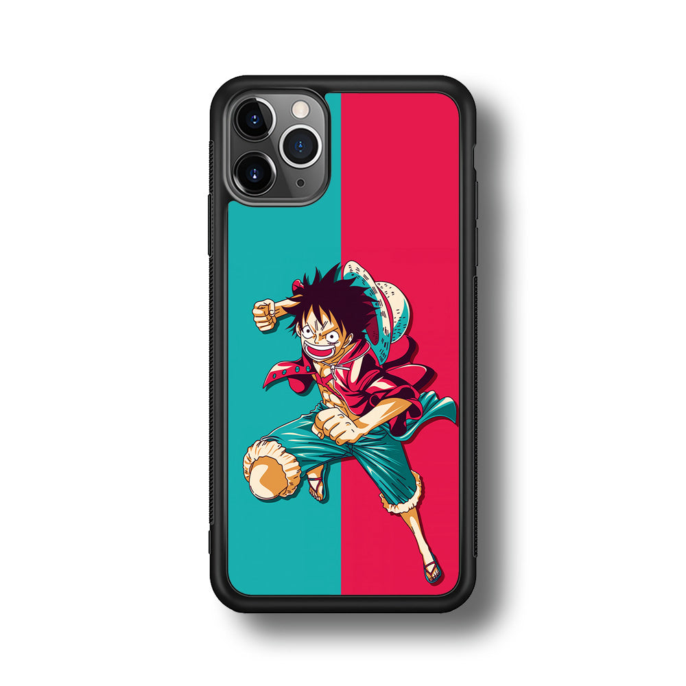 One Piece Luffy Red Blue iPhone 11 Pro Max Case-Phone Case-Rubber Black (2D Case)-Altracase