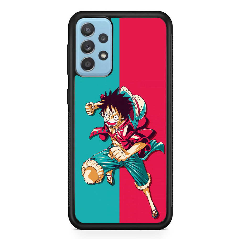 One Piece Luffy Red Blue Samsung Galaxy A72 Case-Phone Case-Rubber Black (2D Case)-Altracase