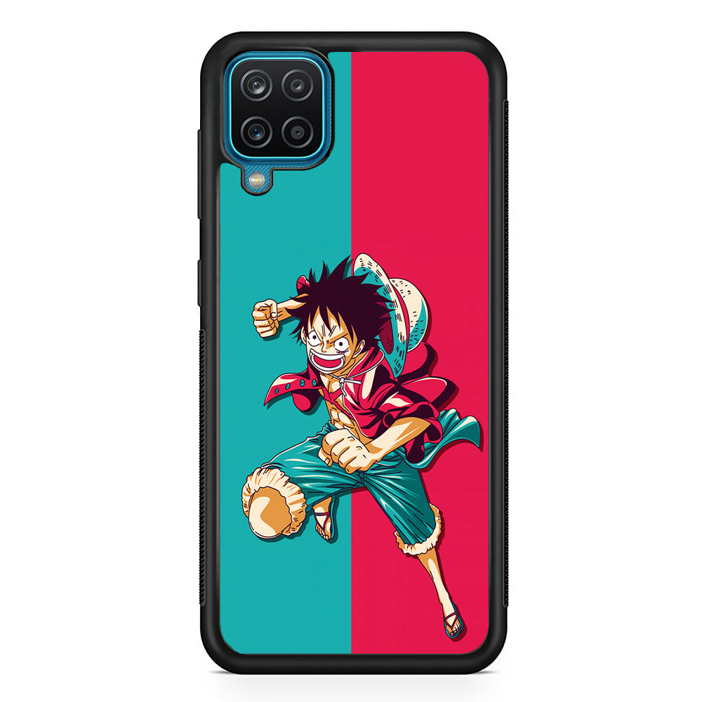 One Piece Luffy Red Blue Samsung Galaxy A12 Case-Phone Case-Rubber Black (2D Case)-Altracase