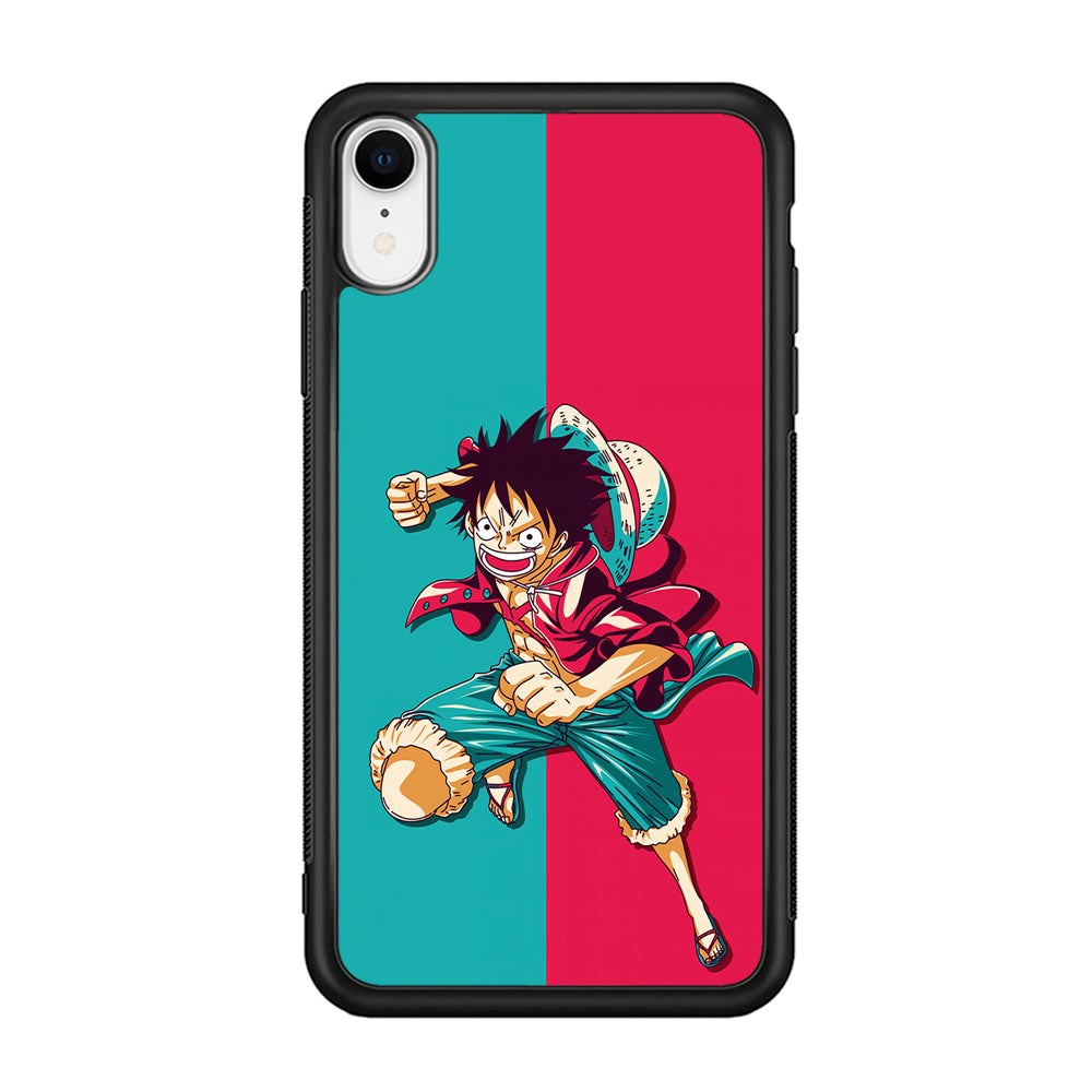 One Piece Luffy Red Blue iPhone XR Case-Phone Case-Rubber Black (2D Case)-Altracase