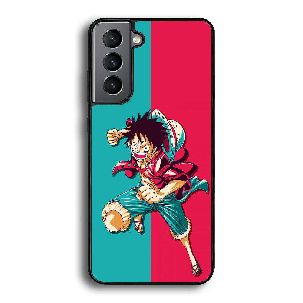 One Piece Luffy Red Blue Samsung Galaxy S21 Case-Phone Case-Rubber Black (2D Case)-Altracase