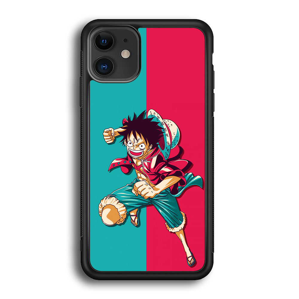 One Piece Luffy Red Blue iPhone 12 Mini Case-Phone Case-Rubber Black (2D Case)-Altracase
