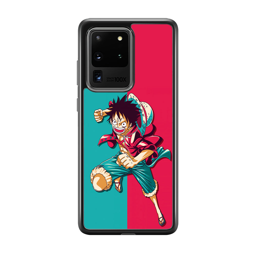 One Piece Luffy Red Blue Samsung Galaxy S20 Ultra Case-Phone Case-Tempered Glass Case-Altracase