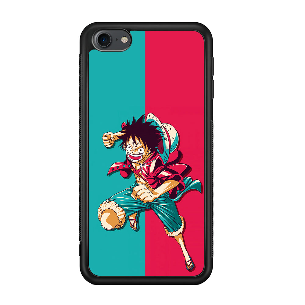 One Piece Luffy Red Blue iPod Touch 6 Case-Phone Case-Rubber White (2D Case)-Altracase