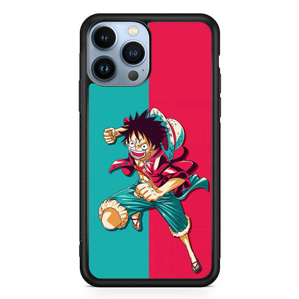 One Piece Luffy Red Blue iPhone 15 Pro Max Case-Phone Case-Rubber Black (2D Case)-Altracase