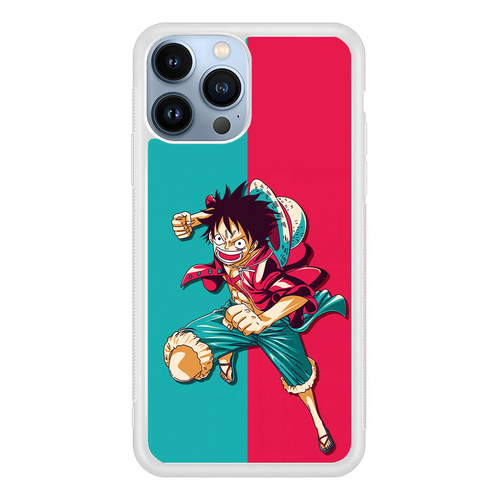 One Piece Luffy Red Blue iPhone 15 Pro Max Case-Phone Case-Rubber White (2D Case)-Altracase