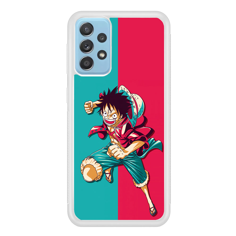 One Piece Luffy Red Blue Samsung Galaxy A72 Case-Phone Case-Rubber White (2D Case)-Altracase