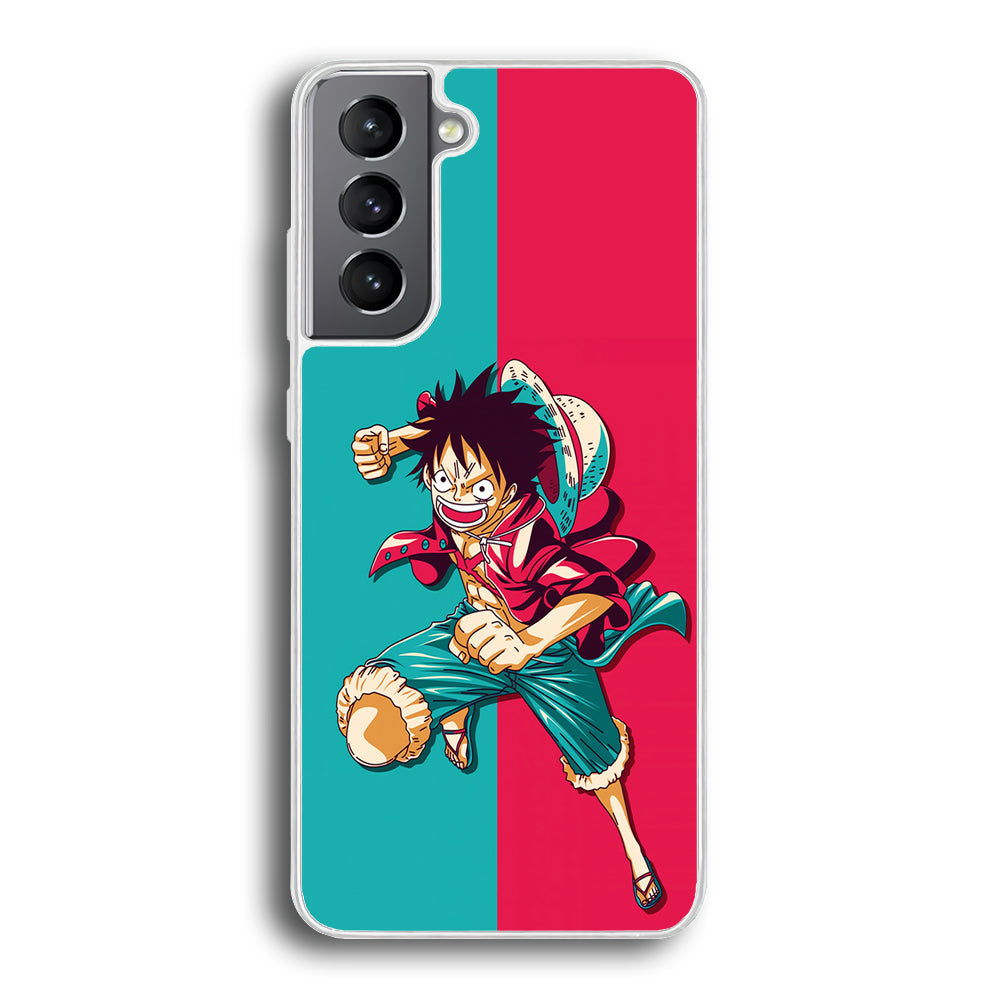 One Piece Luffy Red Blue Samsung Galaxy S24 Case-Phone Case-Rubber White (2D Case)-Altracase