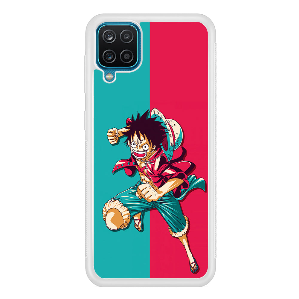 One Piece Luffy Red Blue Samsung Galaxy A12 Case-Phone Case-Rubber White (2D Case)-Altracase