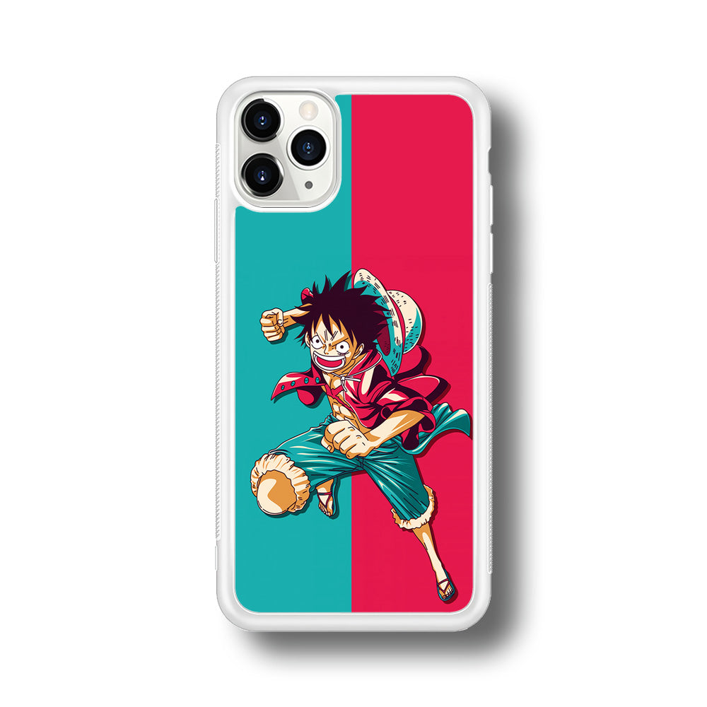 One Piece Luffy Red Blue iPhone 11 Pro Max Case-Phone Case-Rubber White (2D Case)-Altracase