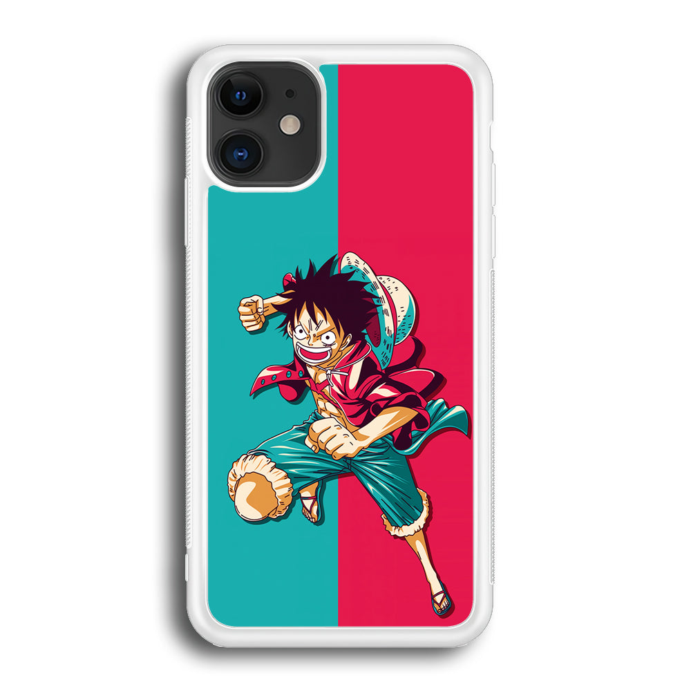 One Piece Luffy Red Blue iPhone 12 Mini Case-Phone Case-Rubber White (2D Case)-Altracase