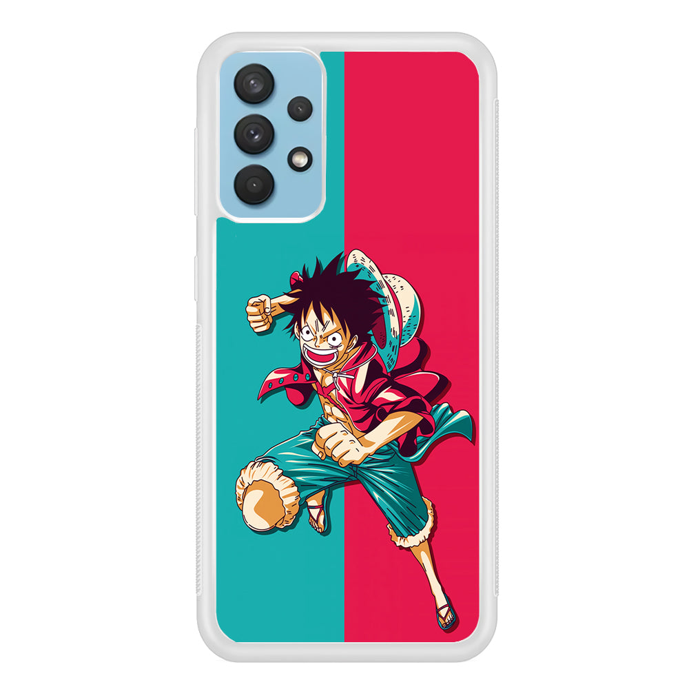 One Piece Luffy Red Blue Samsung Galaxy A32 Case-Phone Case-Rubber White (2D Case)-Altracase