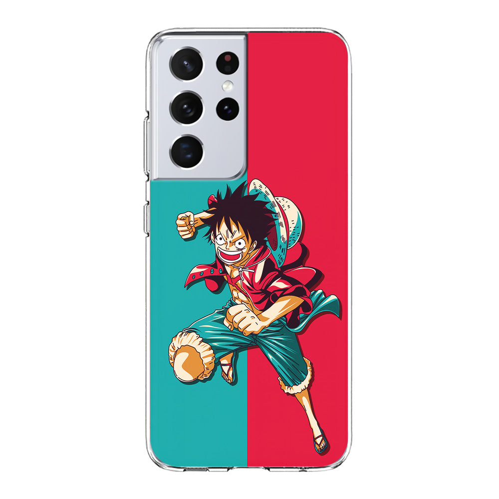 One Piece Luffy Red Blue Samsung Galaxy S24 Ultra Case-Phone Case-Clear Soft Case-Altracase