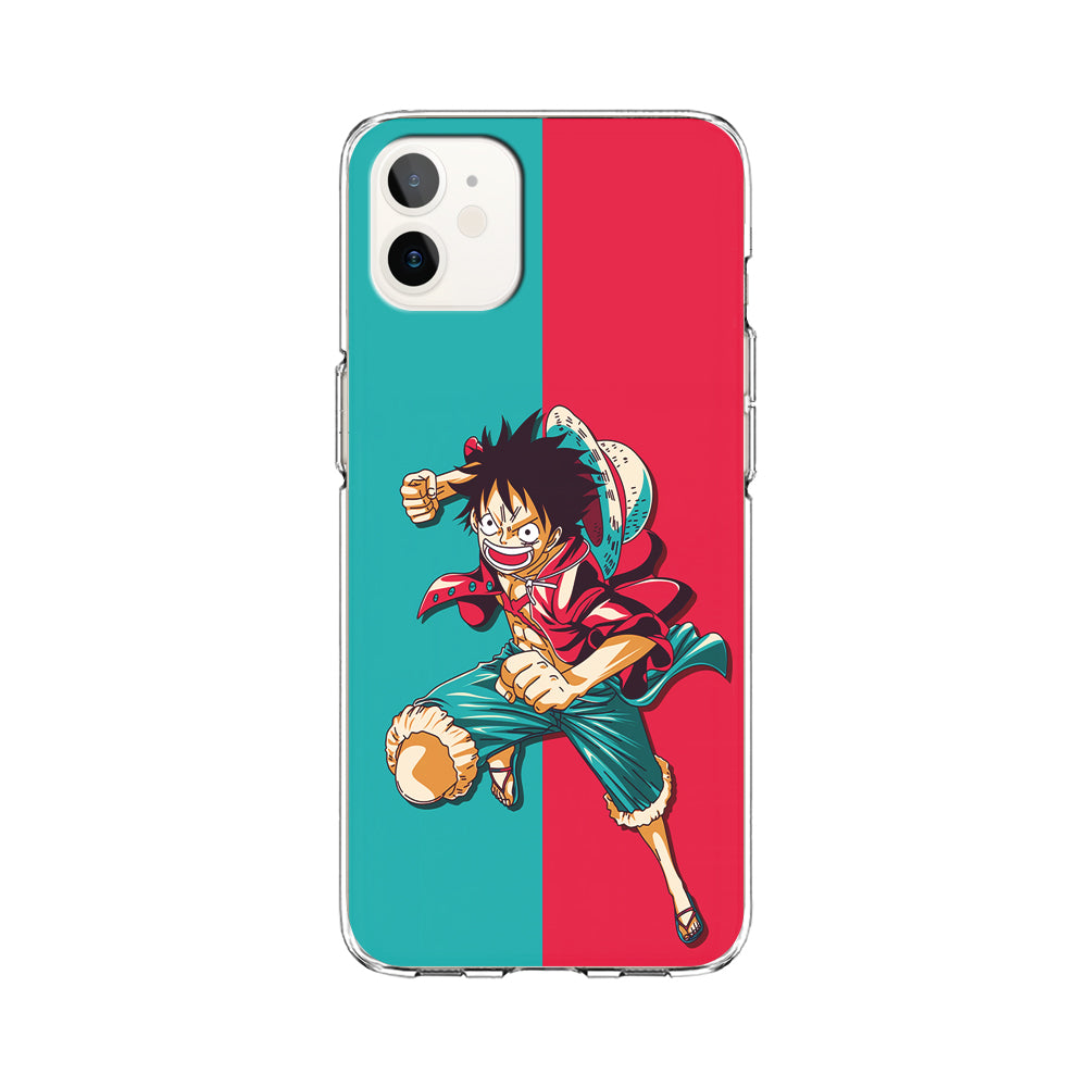 One Piece Luffy Red Blue iPhone 12 Case-Phone Case-Clear Soft Case-Altracase