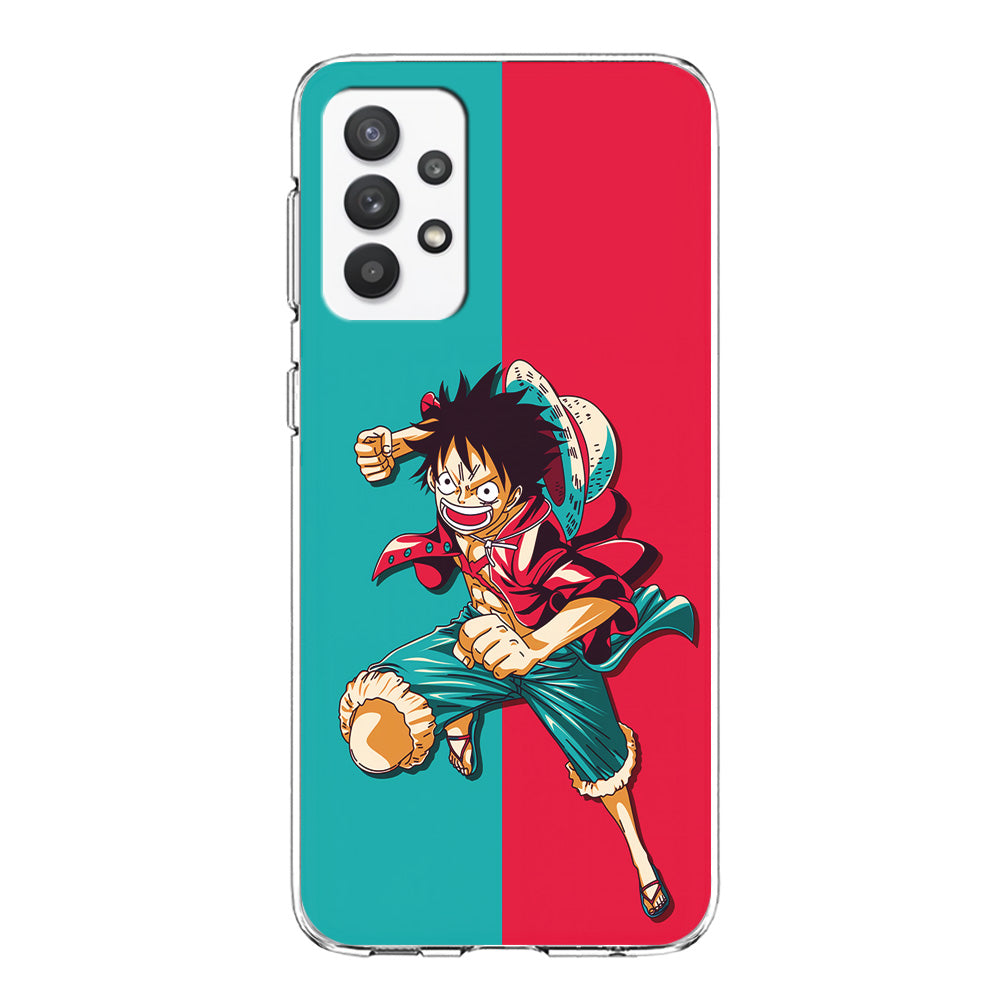 One Piece Luffy Red Blue Samsung Galaxy A32 Case-Phone Case-Clear Soft Case-Altracase