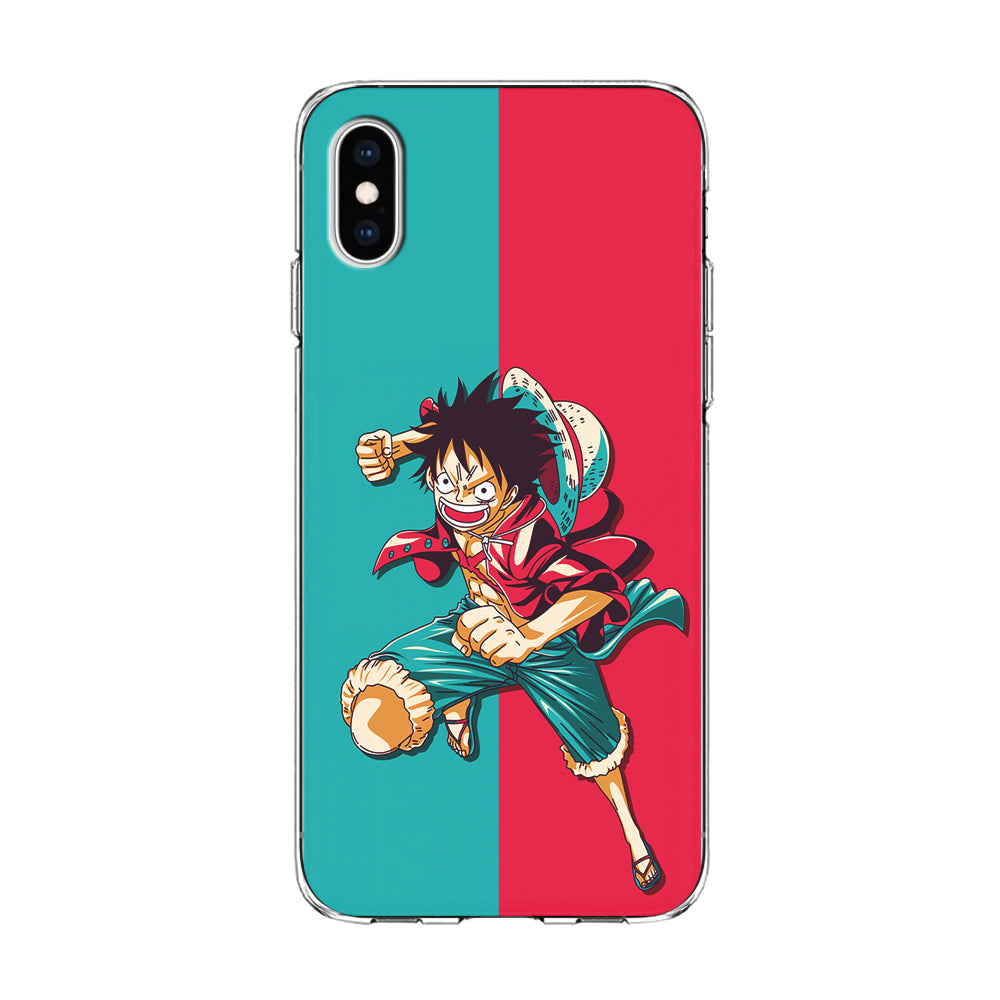 One Piece Luffy Red Blue iPhone Xs Case-Phone Case-Clear Soft Case-Altracase