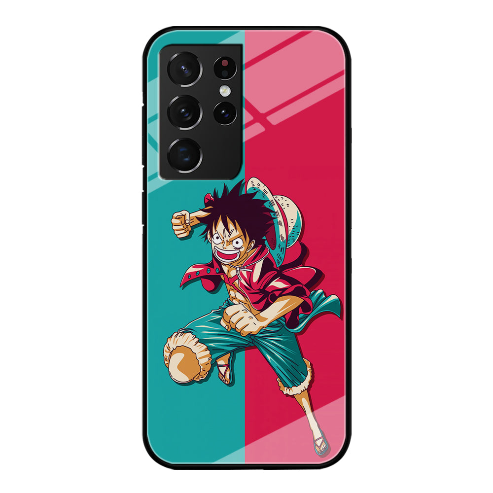 One Piece Luffy Red Blue Samsung Galaxy S22 Ultra Case-Phone Case-Tempered Glass Case-Altracase