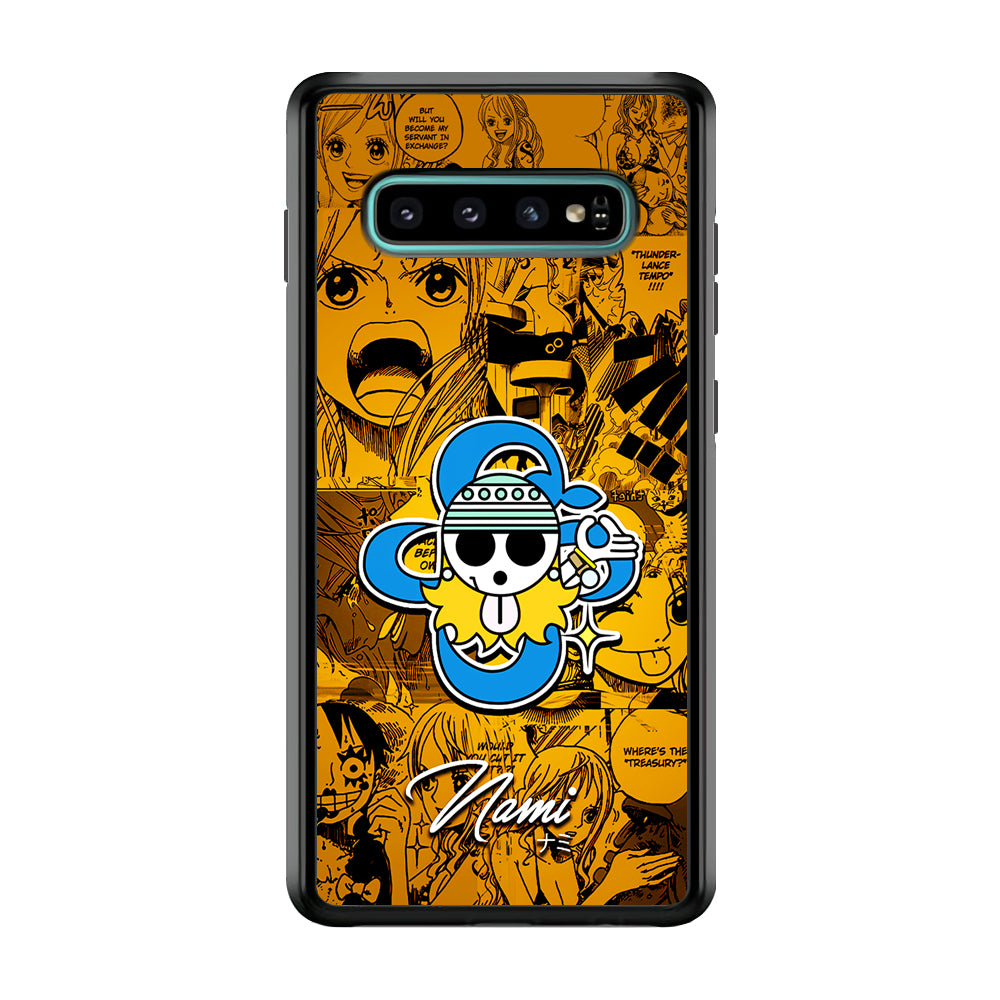 One Piece Nami Logo Comic Samsung Galaxy S10 Case-Phone Case-Rubber Black (2D Case)-Altracase