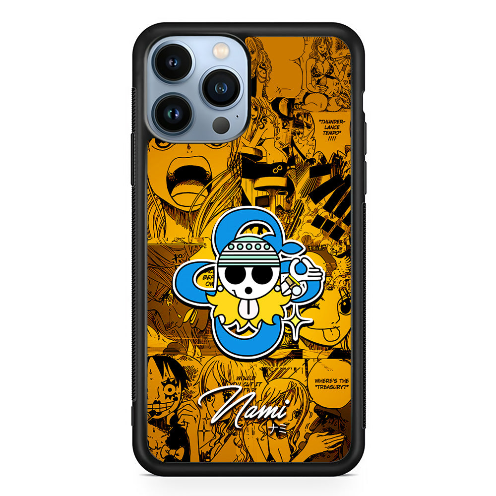One Piece Nami Logo Comic iPhone 15 Pro Max Case-Phone Case-Rubber Black (2D Case)-Altracase