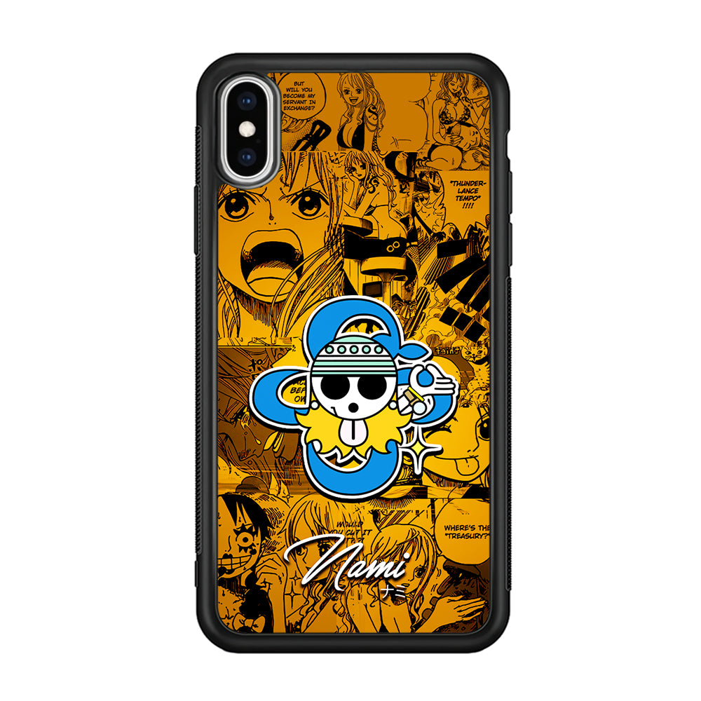 One Piece Nami Logo Comic iPhone Xs Case-Phone Case-Rubber Black (2D Case)-Altracase