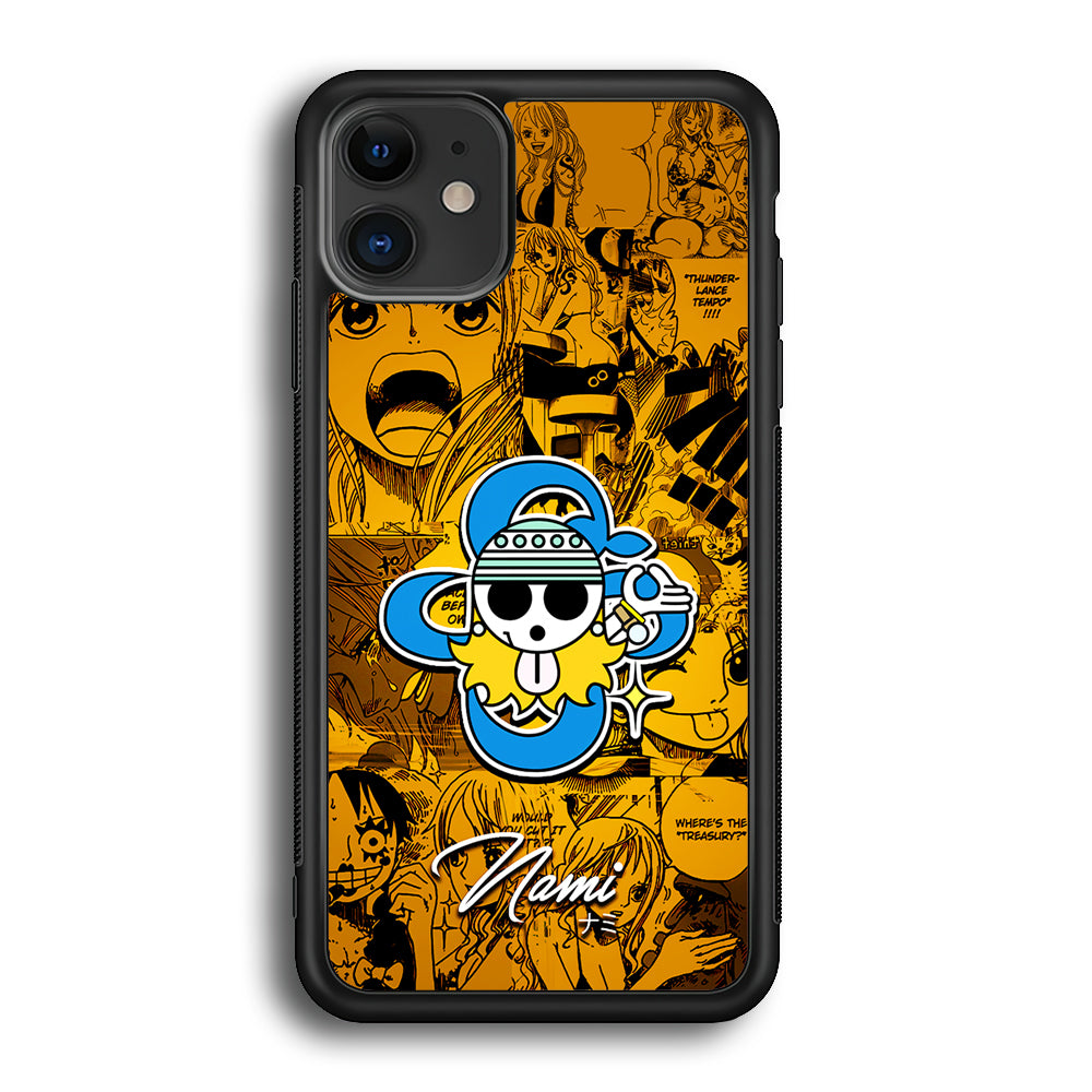 One Piece Nami Logo Comic iPhone 12 Mini Case-Phone Case-Rubber Black (2D Case)-Altracase