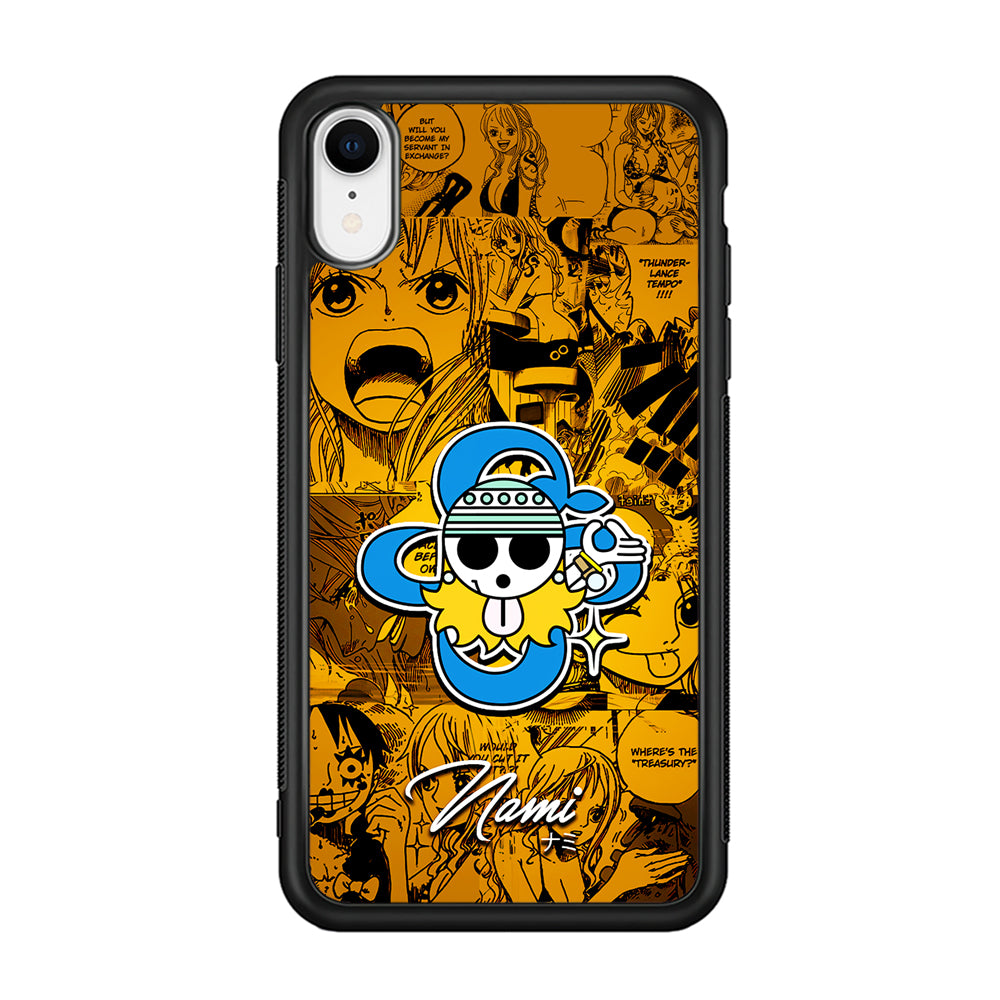 One Piece Nami Logo Comic iPhone XR Case-Phone Case-Rubber Black (2D Case)-Altracase